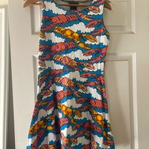 Nooworks Asymmetrical Dress in Blue, Pink, and Orange